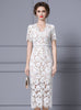 White Lace V-neck Beading Mother Of The Bride Dress