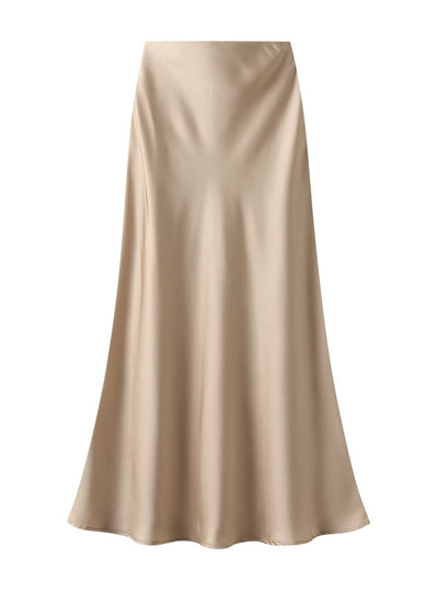 Acetic Satin Long Slim Skinny Skirt