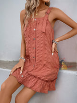 Cross-border Solid Color Pleated Dress