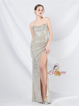 Mermaid Sequins Spaghetti Straps Prom Dress