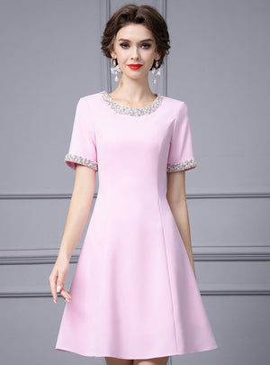 Pink Short Sleeve Mother Of the Brides Dress