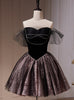 Black Off the Shoulder Beading Homecoming Dress