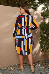 Women Printed Stitching Casual Dress