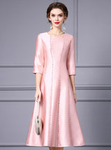 Fuchsia Satin Beading Mother Of The Bride Dress