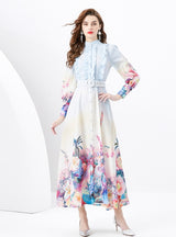 Slim-fit Printed Long Sleeve Dress
