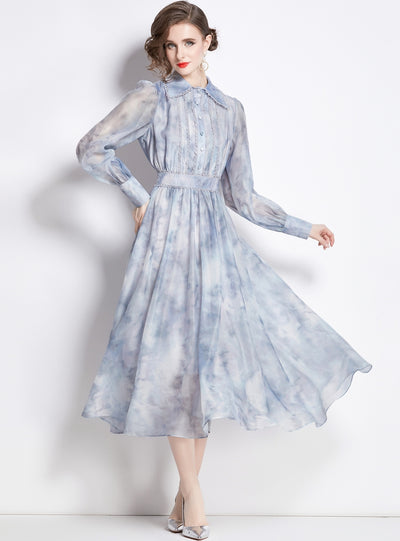 Retro Shirt Collar Slim Dress