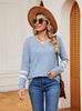 V-neck Contrast Stitching Long Sleeve T-shirt