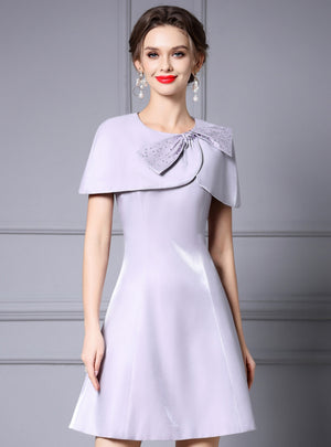 Purple Bow Beading Mother Of The Bride Dress
