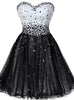 Black Tulle Beading Homecoming Dress