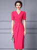 Fuchsia V-neck Mother Of The Bride Dress