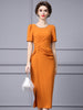 Orange Short Sleeve Split Mother Of The Bride Dress