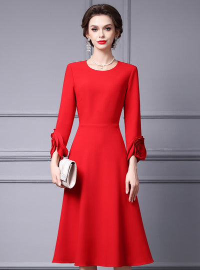 Red Long Sleeve Mother of the Bride Dress