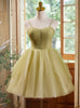 Green Tulle Straps Pleats Homecoming Dress