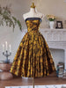 Simple Black Yellow Print Strapless Homecoming Dress