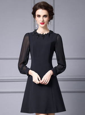 Black Long Sleeve Mother Of The Bride Dress