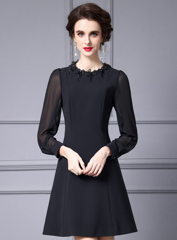 Black Long Sleeve Mother Of The Bride Dress