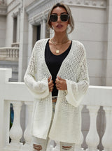 Solid Color Cardigan Flared Sleeve Sweater