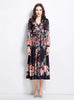 V-neck Lantern Sleeve Printed Dress