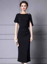 Red Pleats Mother of the Bride Dress