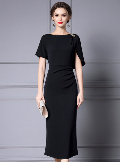 Red Pleats Mother of the Bride Dress