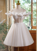 Tulle Lace Spaghetti Straps Homecoming Dress