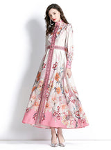 Long Sleeve Printed Long Dress