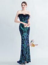 Mermaid Sequins Strapless Prom Dress