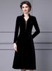 Black Velvet Long Sleeve V-neck Mother Of The Bride Dress