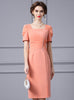 Orange Short Sleeve Pleats Mother Of The Bride Dress