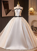 White Satin Strapless Bow Wedding Dress