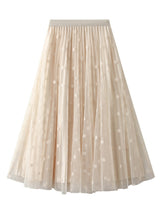 Polka Dot Mesh Pleated Skirt