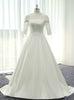 White Satin Lace Short Sleeve Wedding Dress