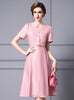 Pink Satin Short Sleeve Mother Of The Bride Dress