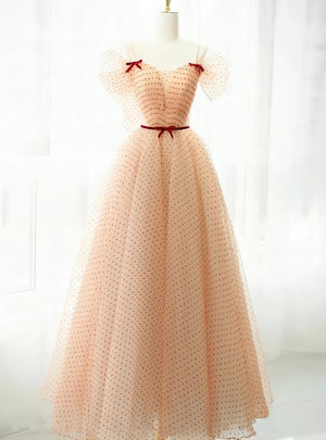Champagne Wave Point Tulle Prom Dress