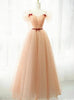 Champagne Wave Point Tulle Prom Dress