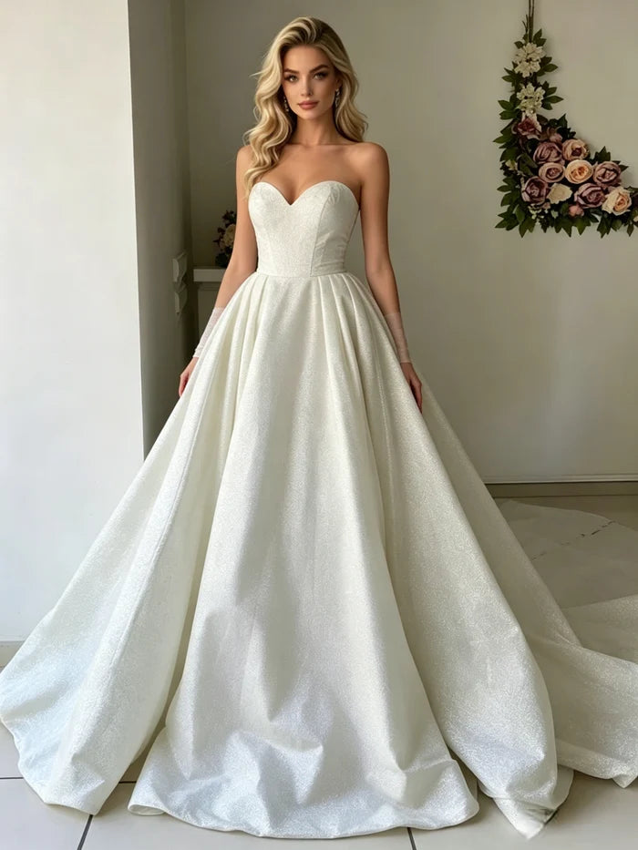 Vintage White Strapless Wedding Dress