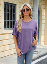 Round Neck Loose Short Sleeve T-shirt Top