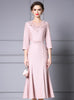 Pink 3D Flower Mother of the Bride Dress