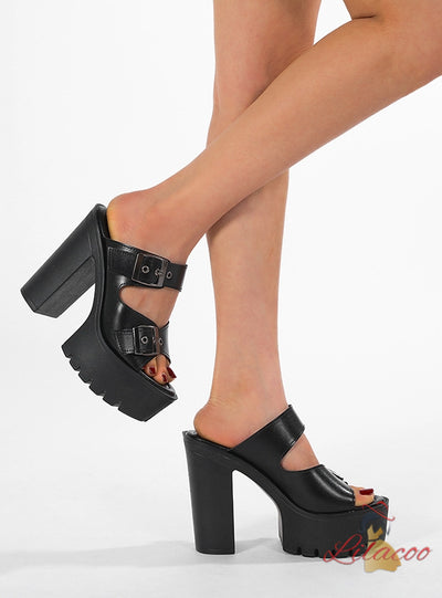 Summer Fishmouth Thick Heels High Heels Sandals
