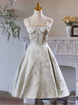 Spaghetti Straps Satin Homecoming Dress