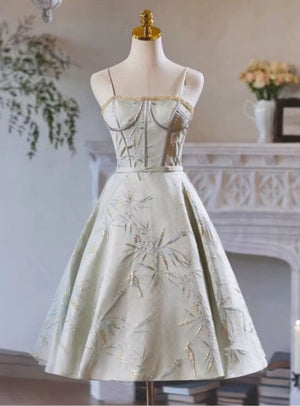 Spaghetti Straps Satin Homecoming Dress