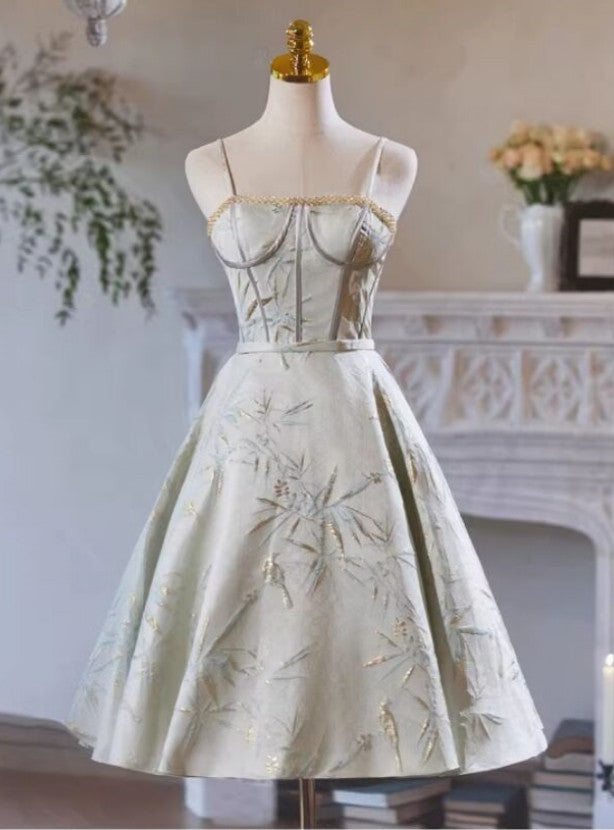 Spaghetti Straps Satin Homecoming Dress