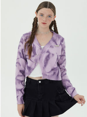 V-neck Long Sleeve Retro Tie-dyeing Sweater