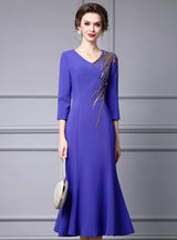 Blue Purple Beading Sequins Mother of the Bride Dress