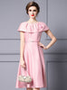 Pink Satin Pleats Mother Of The Bride Dress