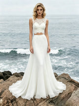 White Two Piece Lace Wedding Dress