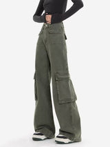 High Waist Straight Wide-leg Pants