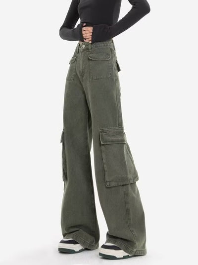 High Waist Straight Wide-leg Pants