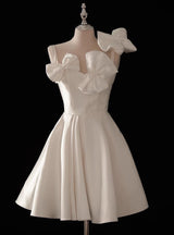 White Satin Straps Wedding Dress