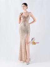 Mermaid Sequins Spaghetti Straps Prom Dress